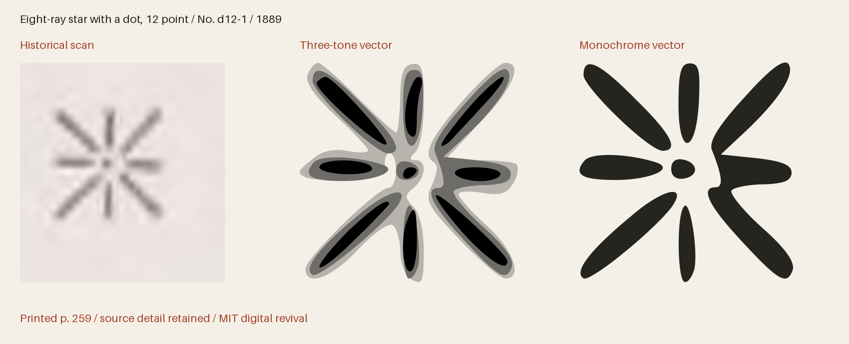 Historical scan beside the three-tone and monochrome vector revivals