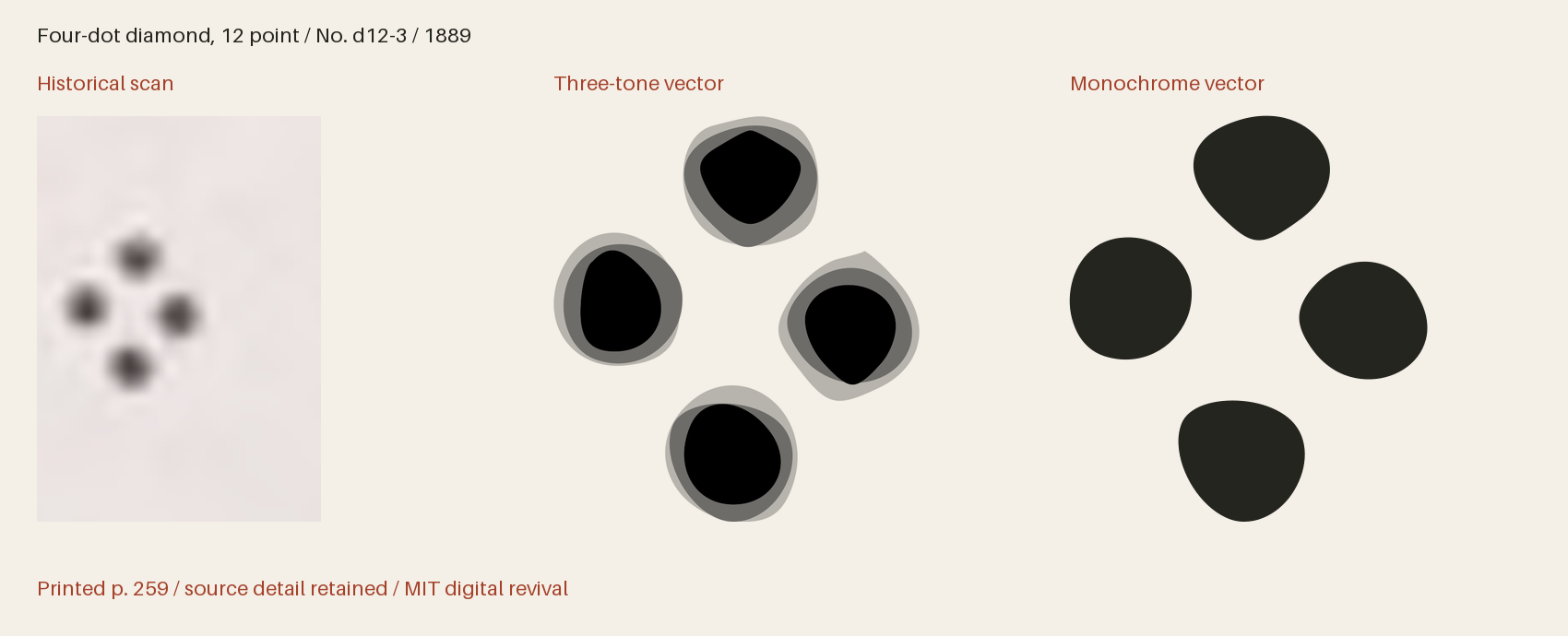 Historical scan beside the three-tone and monochrome vector revivals