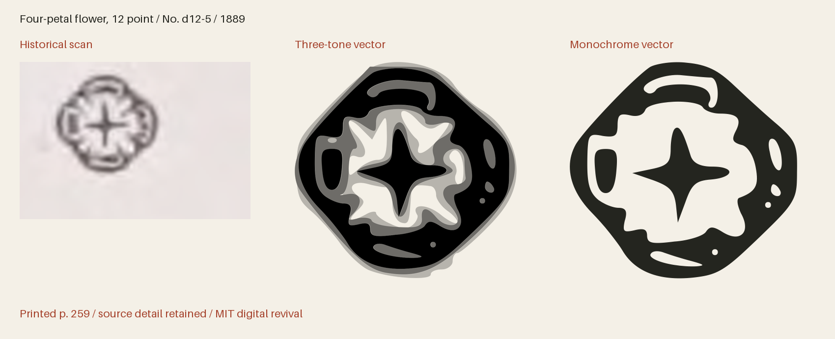 Historical scan beside the three-tone and monochrome vector revivals