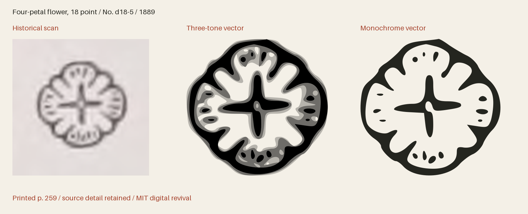 Historical scan beside the three-tone and monochrome vector revivals