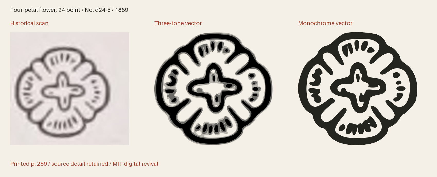 Historical scan beside the three-tone and monochrome vector revivals