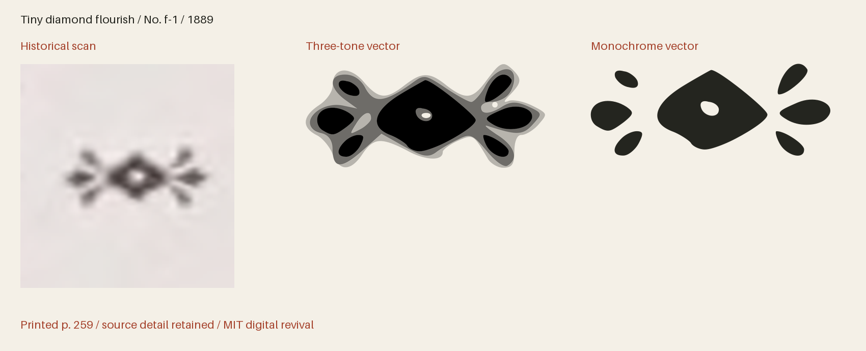 Historical scan beside the three-tone and monochrome vector revivals