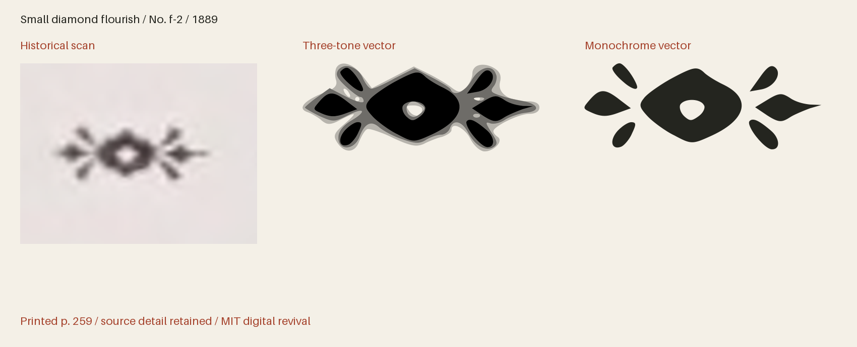 Historical scan beside the three-tone and monochrome vector revivals
