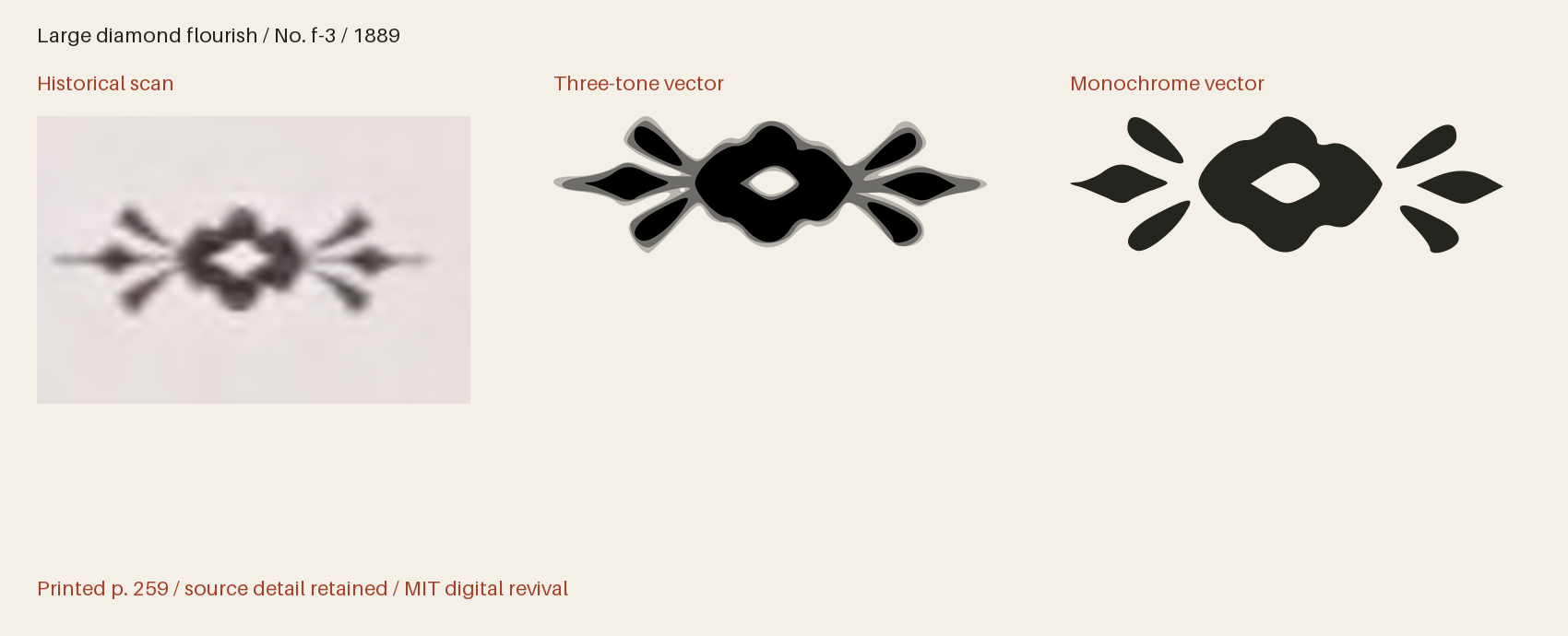 Historical scan beside the three-tone and monochrome vector revivals