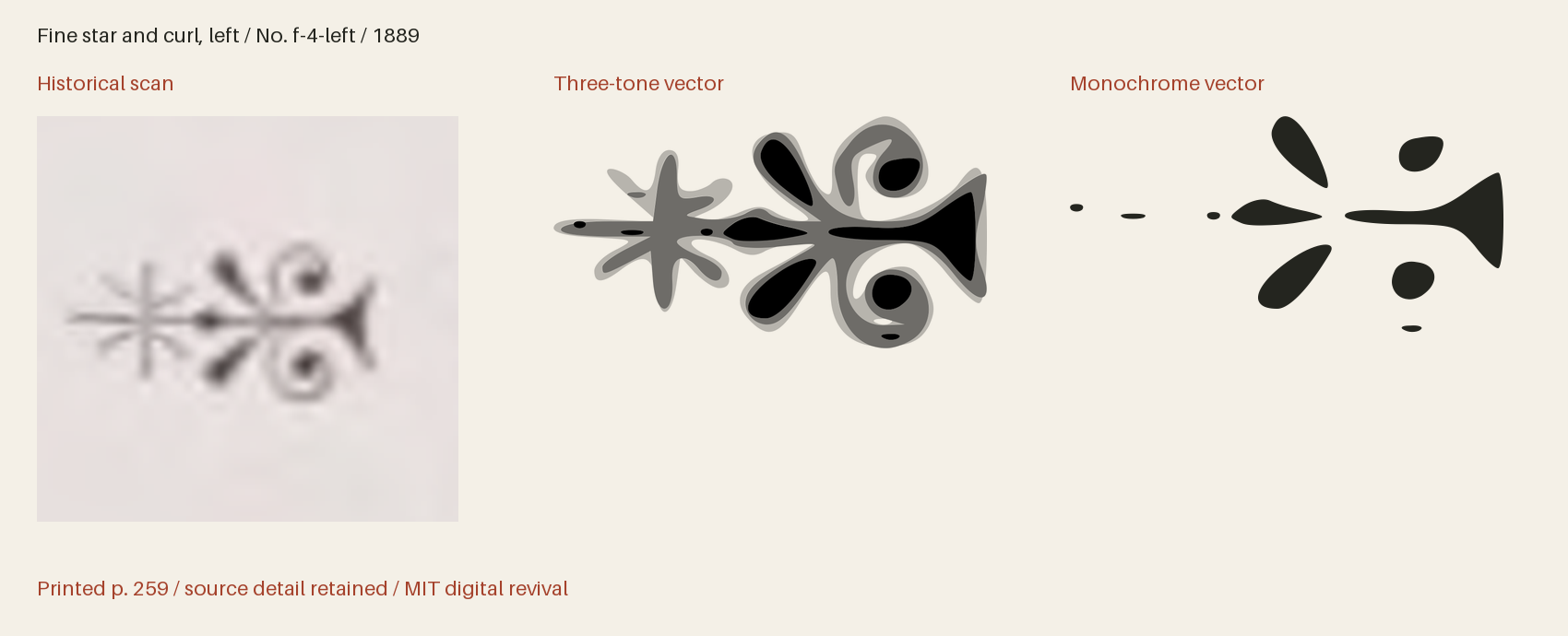 Historical scan beside the three-tone and monochrome vector revivals