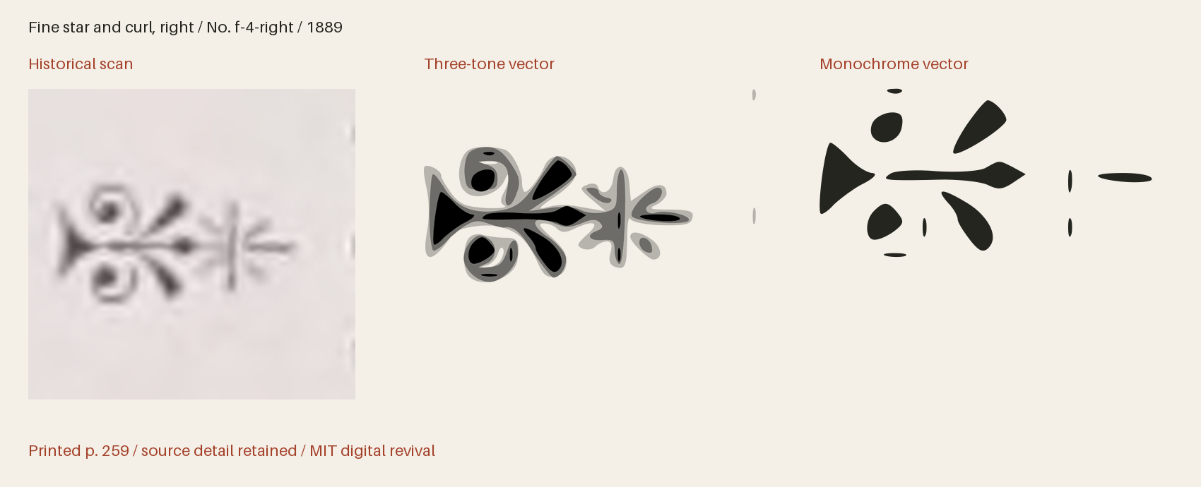 Historical scan beside the three-tone and monochrome vector revivals