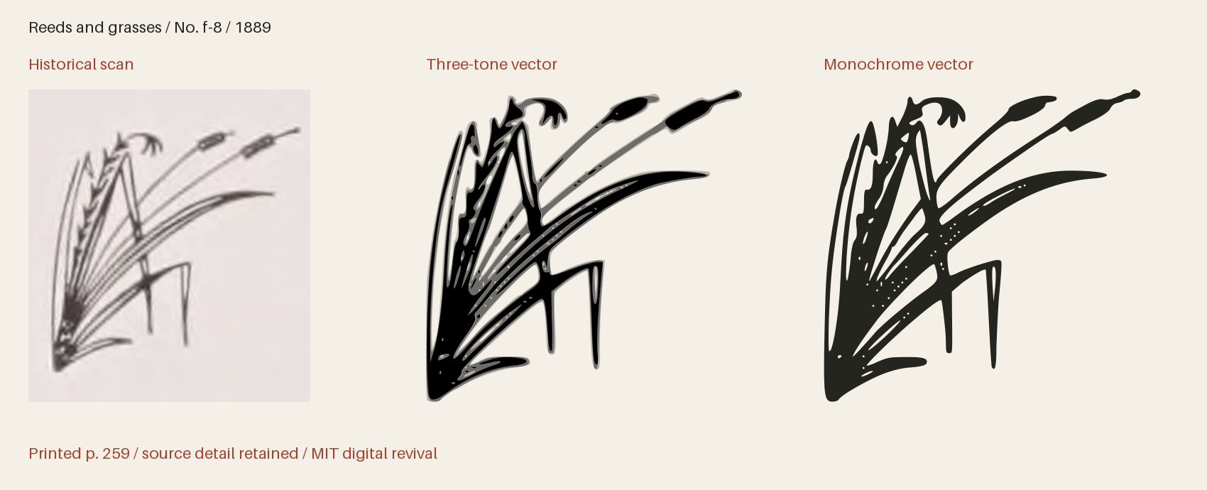 Historical scan beside the three-tone and monochrome vector revivals