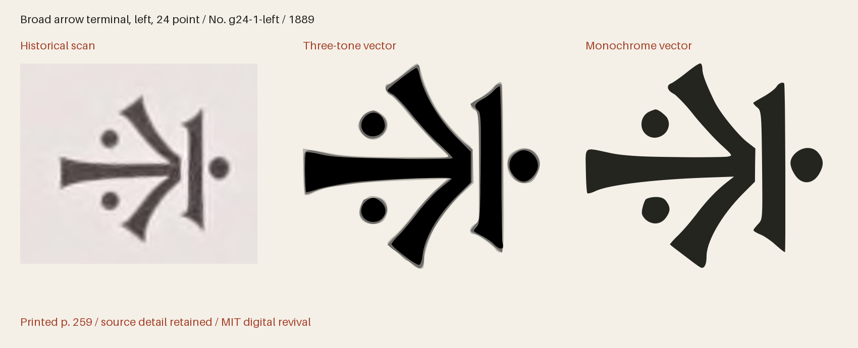 Historical scan beside the three-tone and monochrome vector revivals