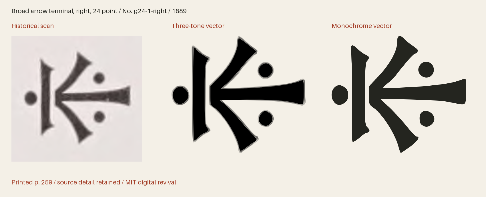 Historical scan beside the three-tone and monochrome vector revivals