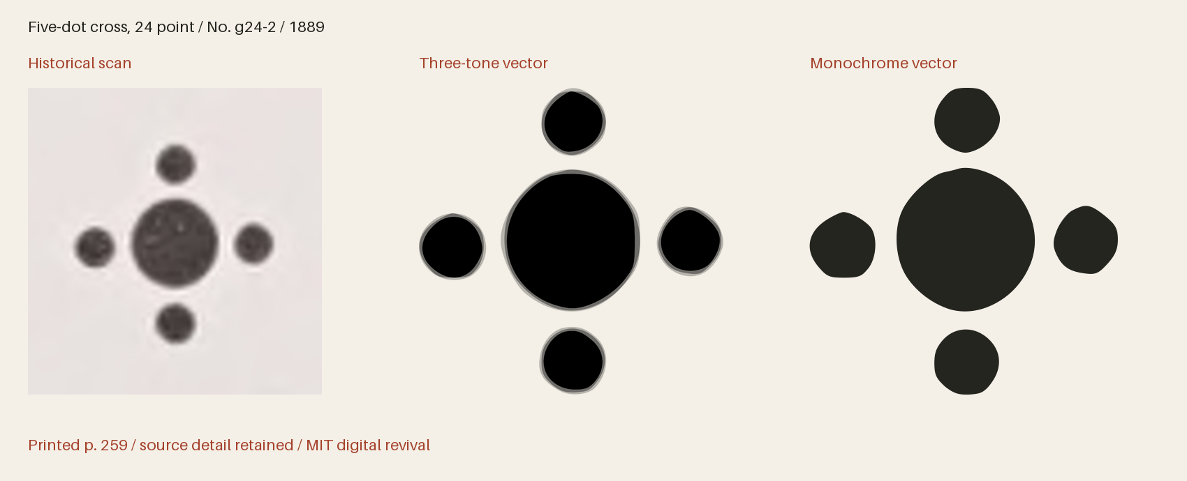 Historical scan beside the three-tone and monochrome vector revivals