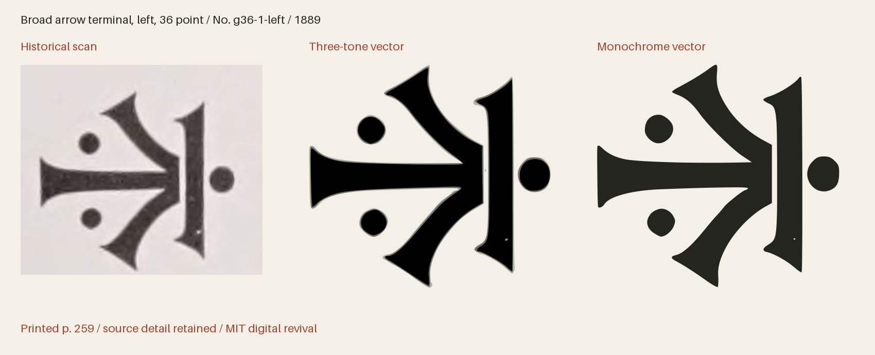 Historical scan beside the three-tone and monochrome vector revivals