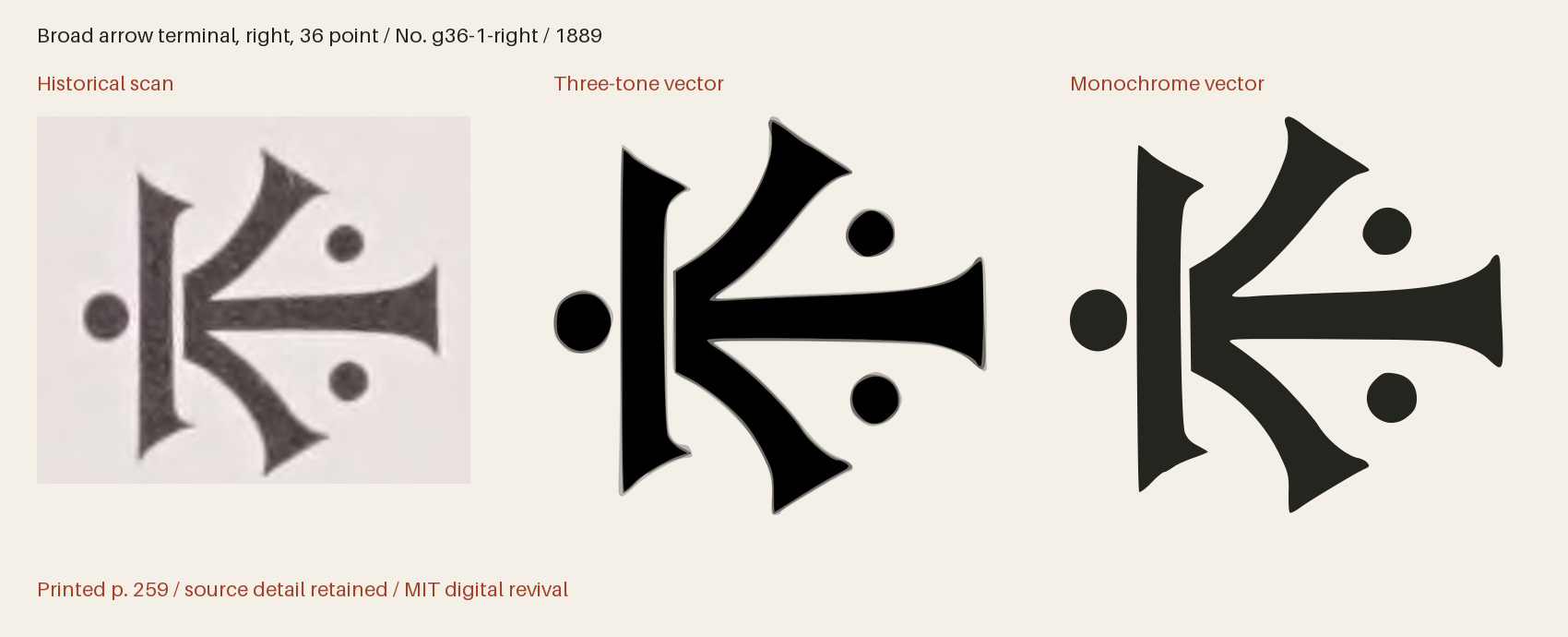 Historical scan beside the three-tone and monochrome vector revivals