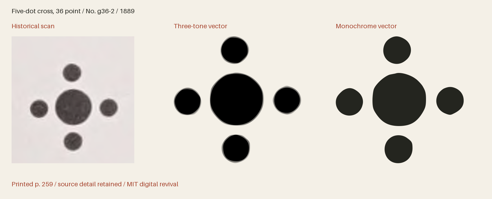 Historical scan beside the three-tone and monochrome vector revivals