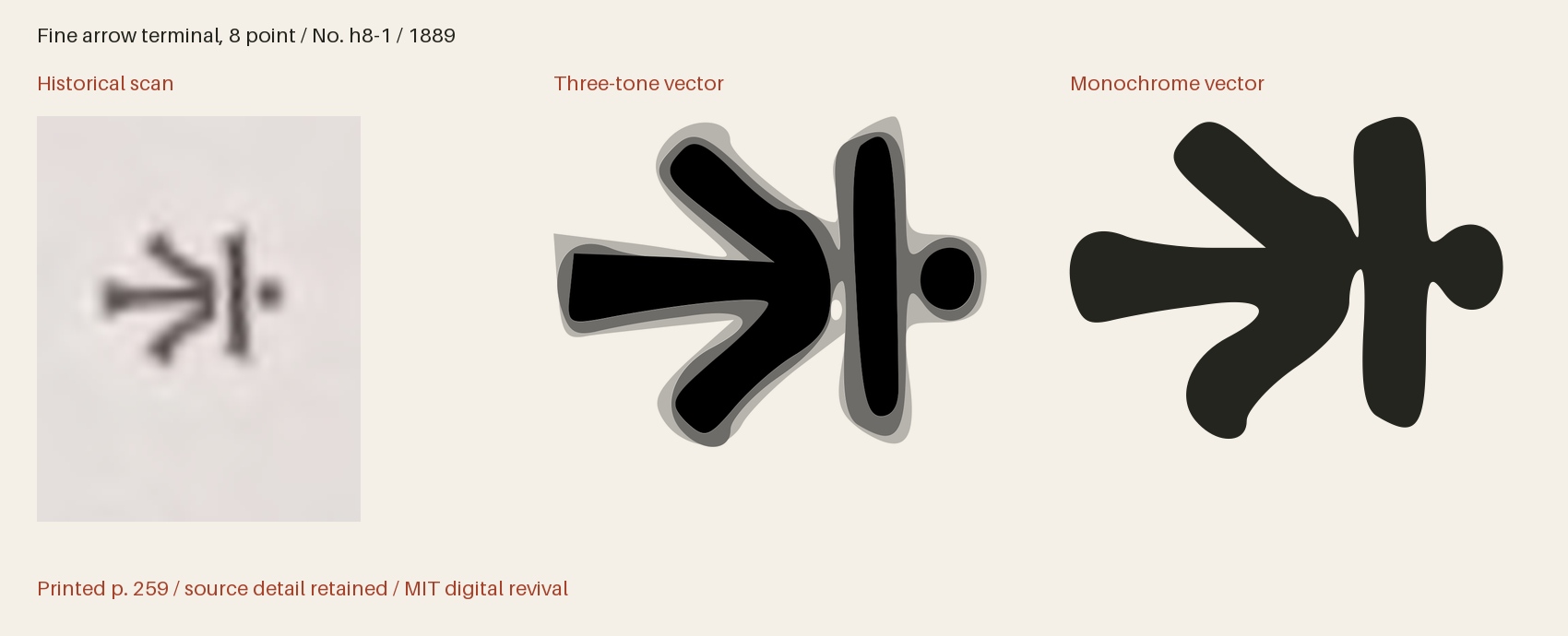 Historical scan beside the three-tone and monochrome vector revivals