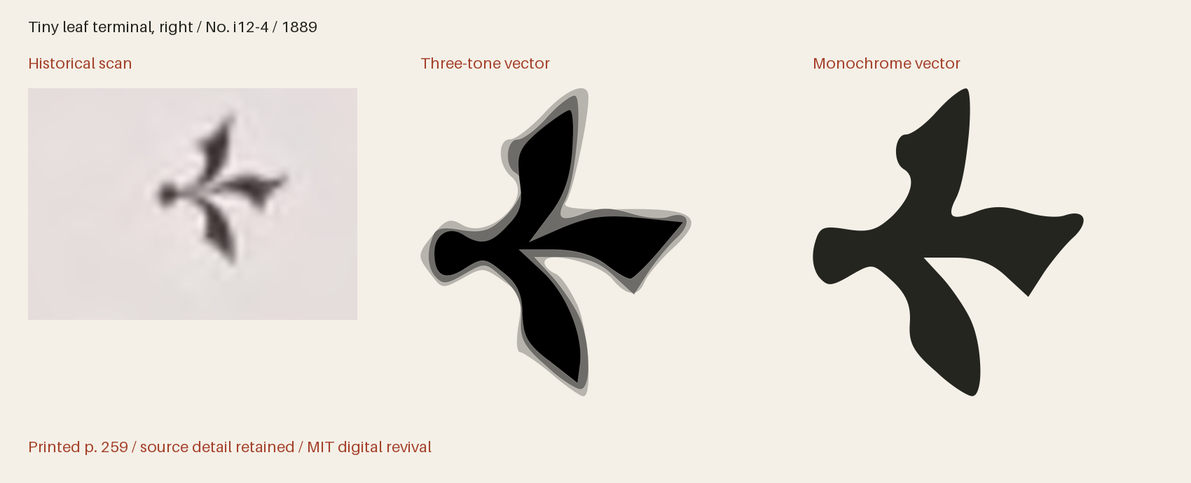 Historical scan beside the three-tone and monochrome vector revivals