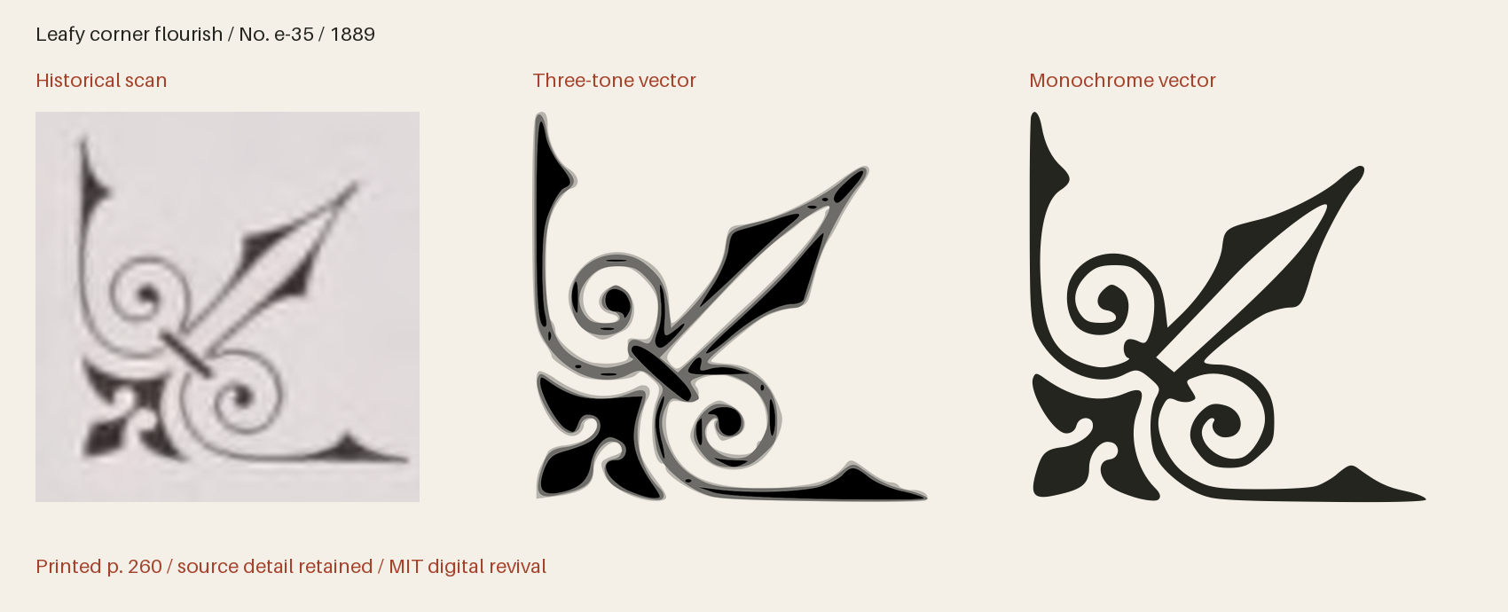Historical scan beside the three-tone and monochrome vector revivals