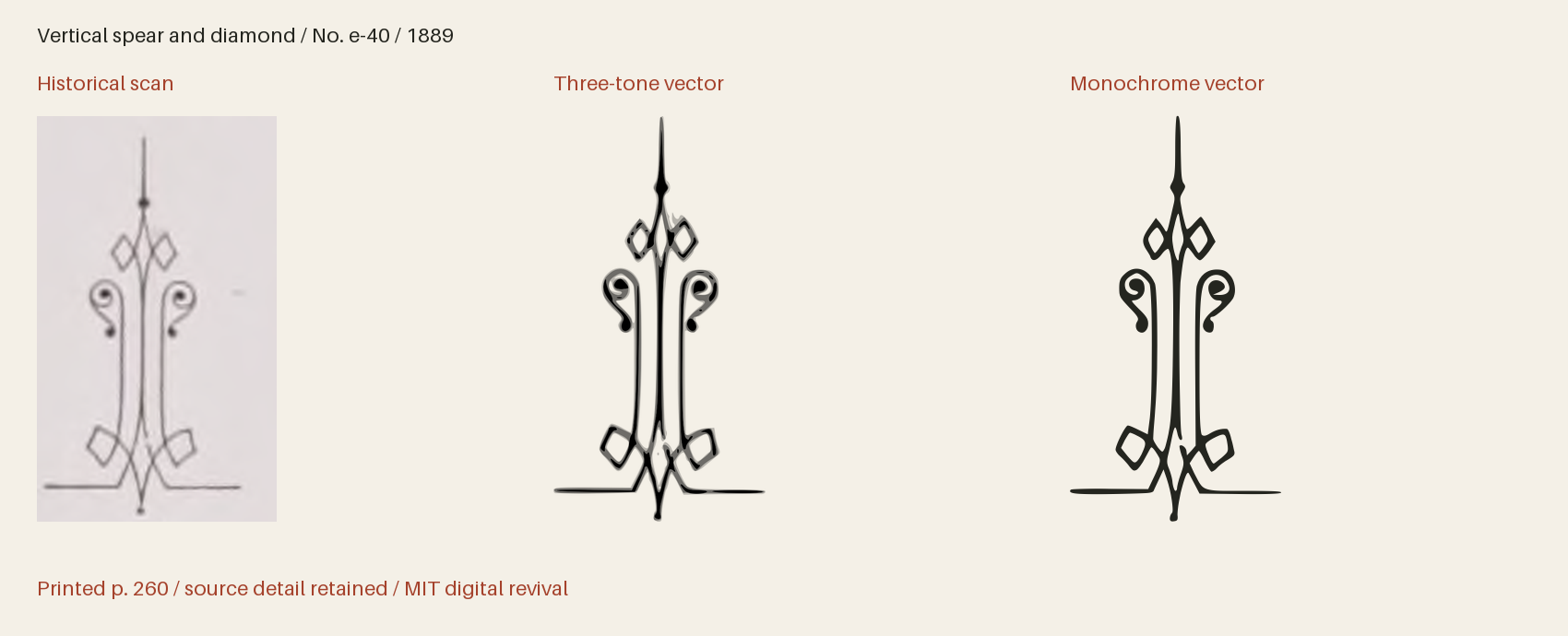 Historical scan beside the three-tone and monochrome vector revivals