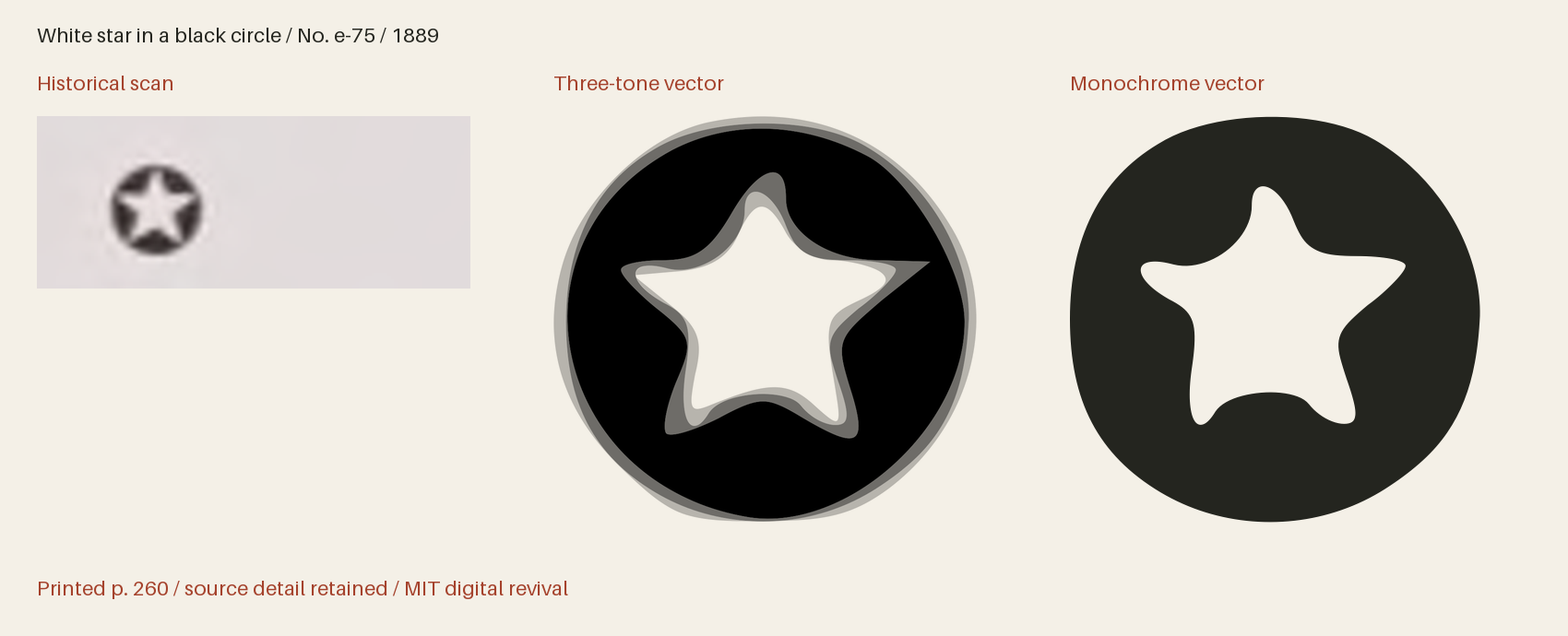 Historical scan beside the three-tone and monochrome vector revivals