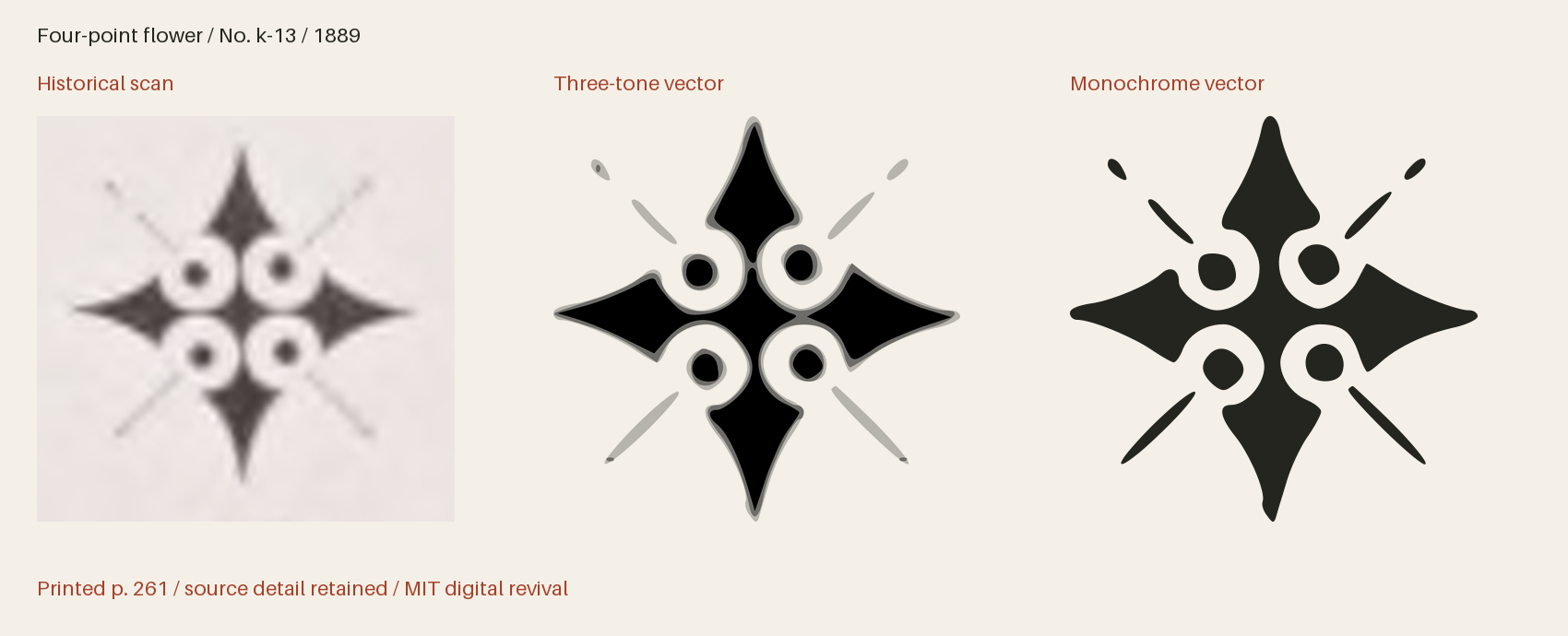 Historical scan beside the three-tone and monochrome vector revivals