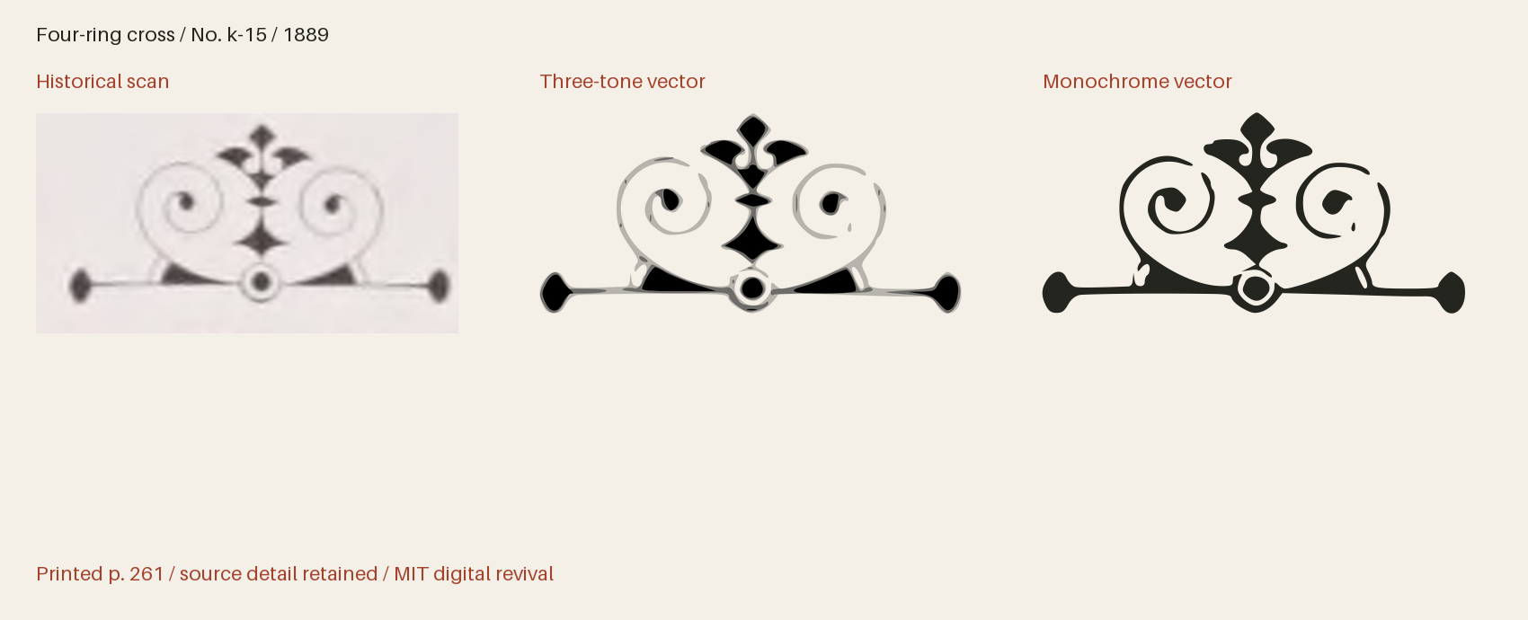 Historical scan beside the three-tone and monochrome vector revivals