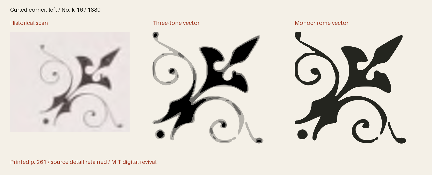 Historical scan beside the three-tone and monochrome vector revivals