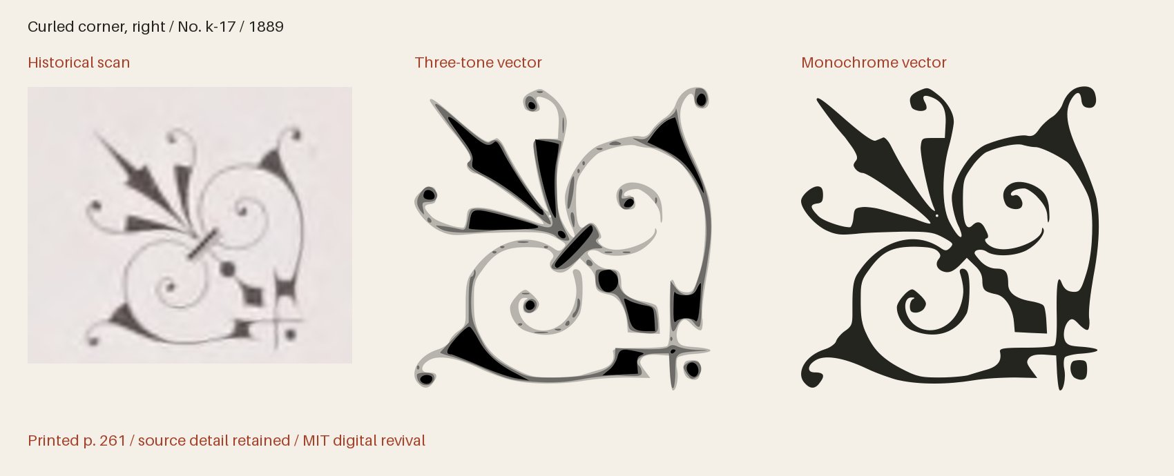 Historical scan beside the three-tone and monochrome vector revivals