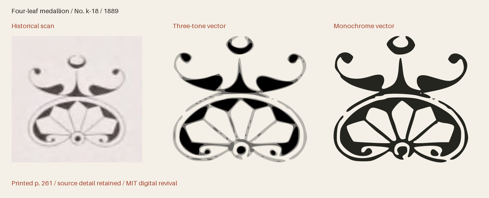 Historical scan beside the three-tone and monochrome vector revivals