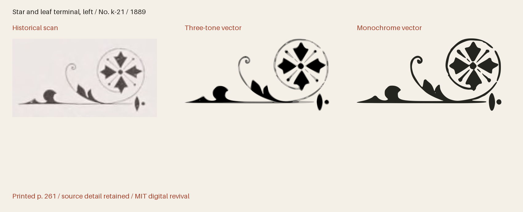 Historical scan beside the three-tone and monochrome vector revivals