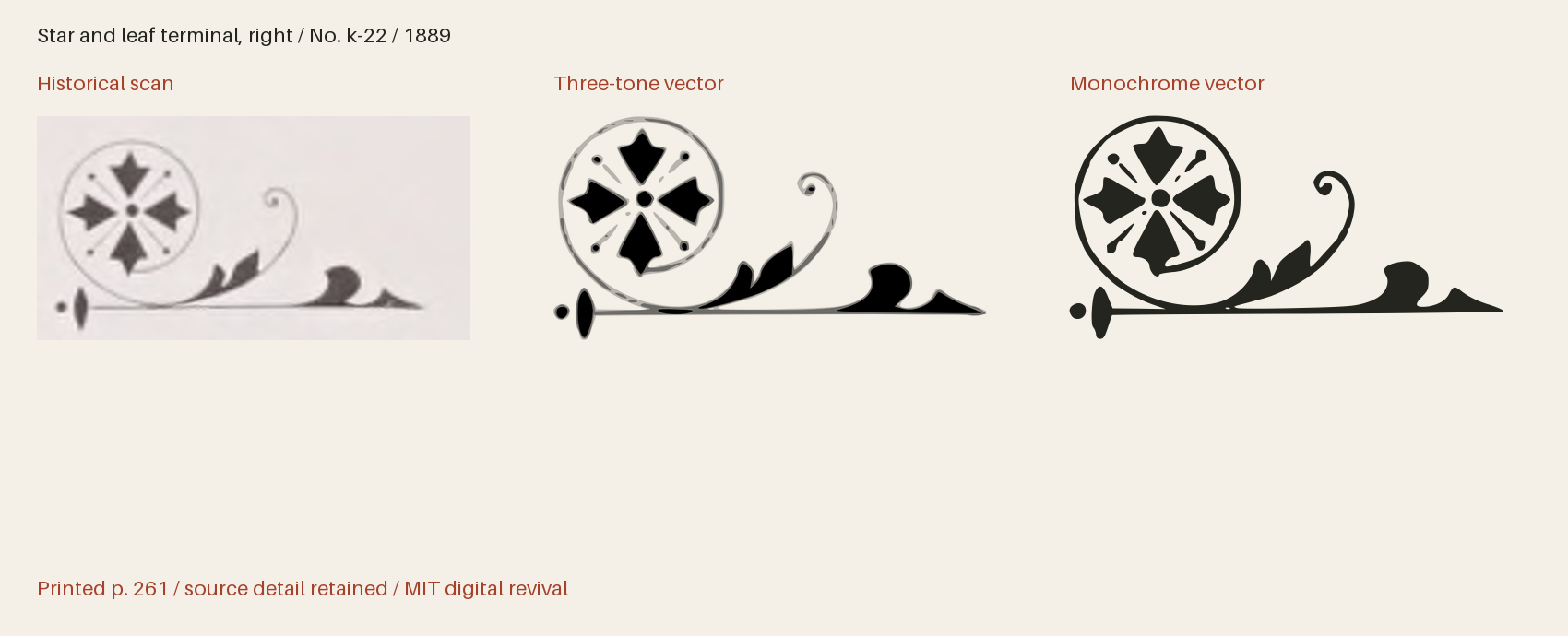 Historical scan beside the three-tone and monochrome vector revivals