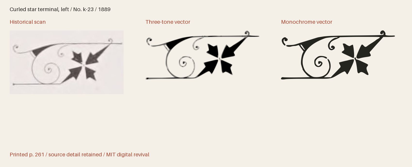 Historical scan beside the three-tone and monochrome vector revivals