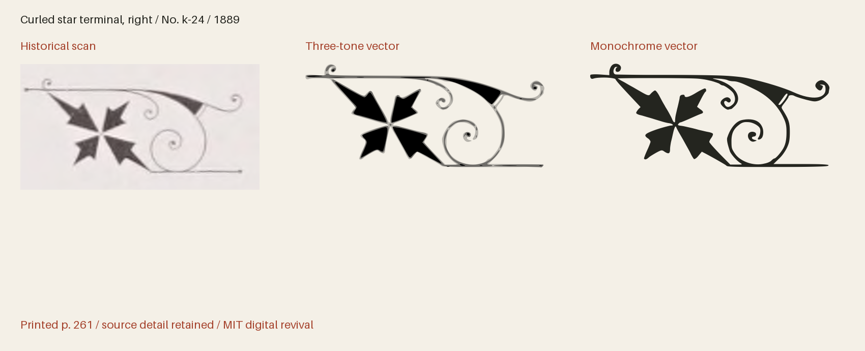 Historical scan beside the three-tone and monochrome vector revivals