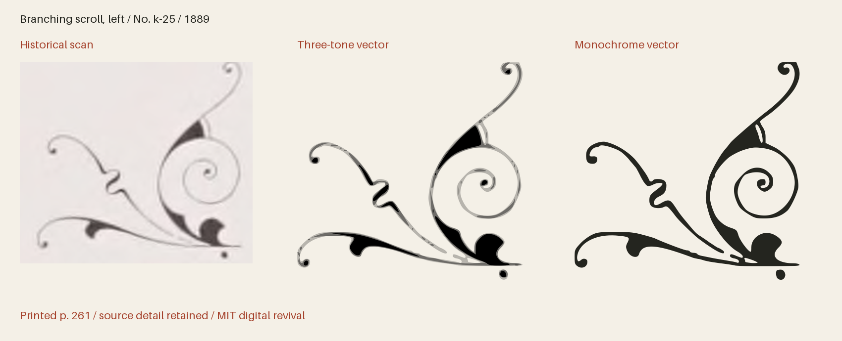 Historical scan beside the three-tone and monochrome vector revivals