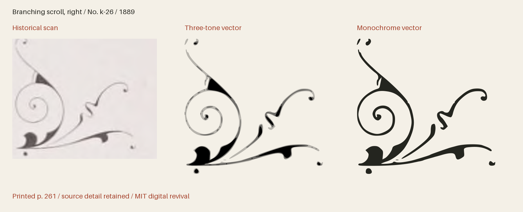 Historical scan beside the three-tone and monochrome vector revivals