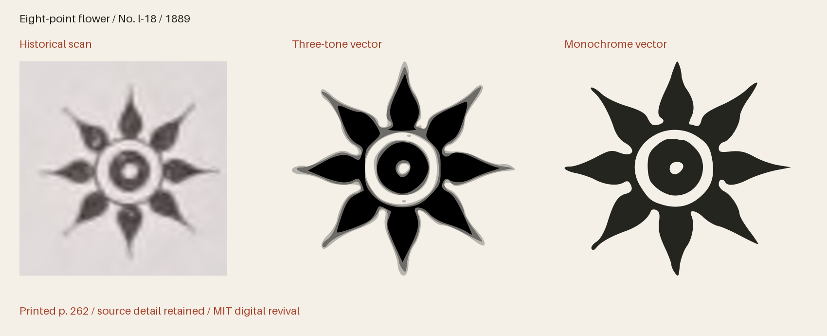 Historical scan beside the three-tone and monochrome vector revivals