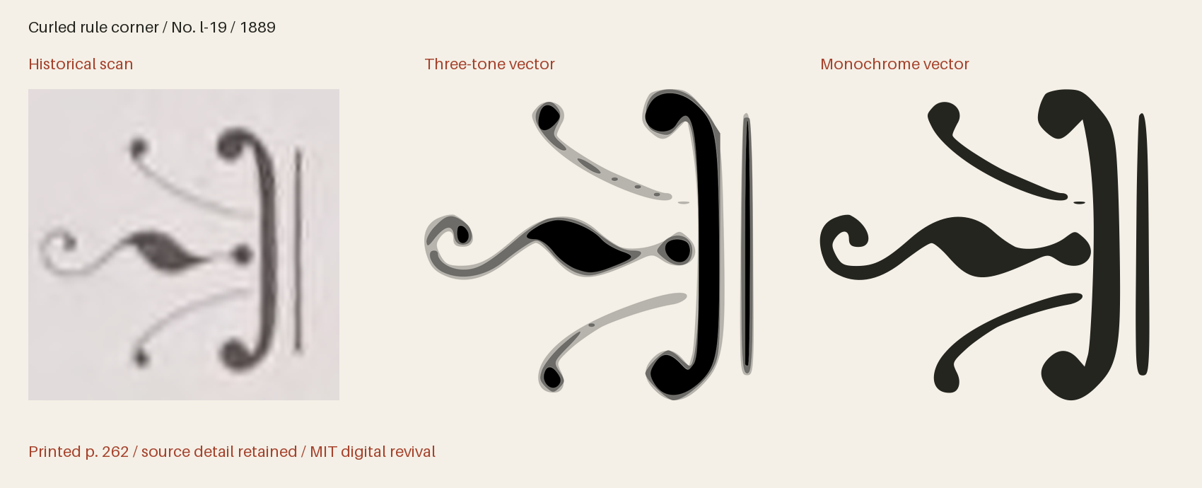 Historical scan beside the three-tone and monochrome vector revivals