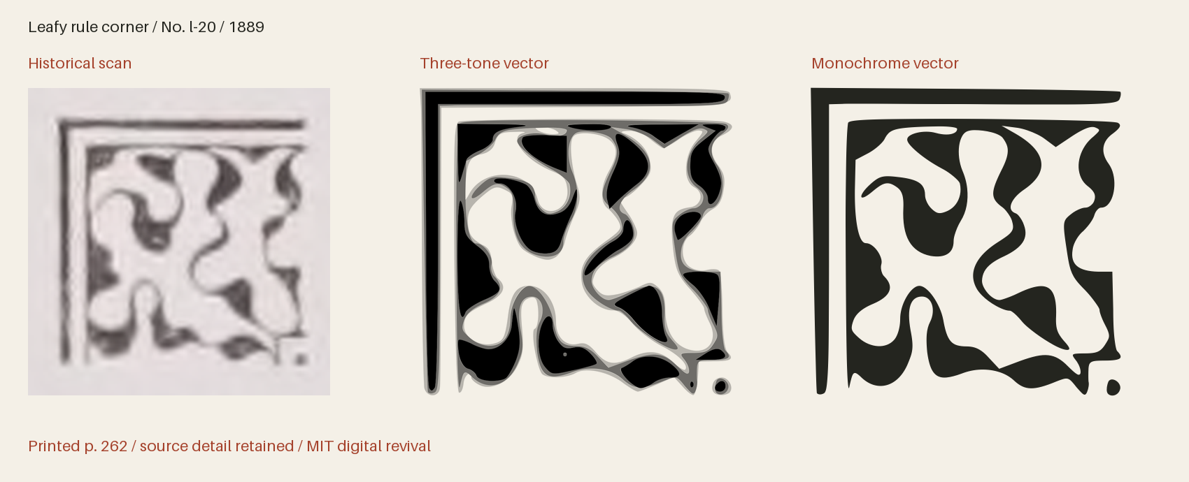 Historical scan beside the three-tone and monochrome vector revivals
