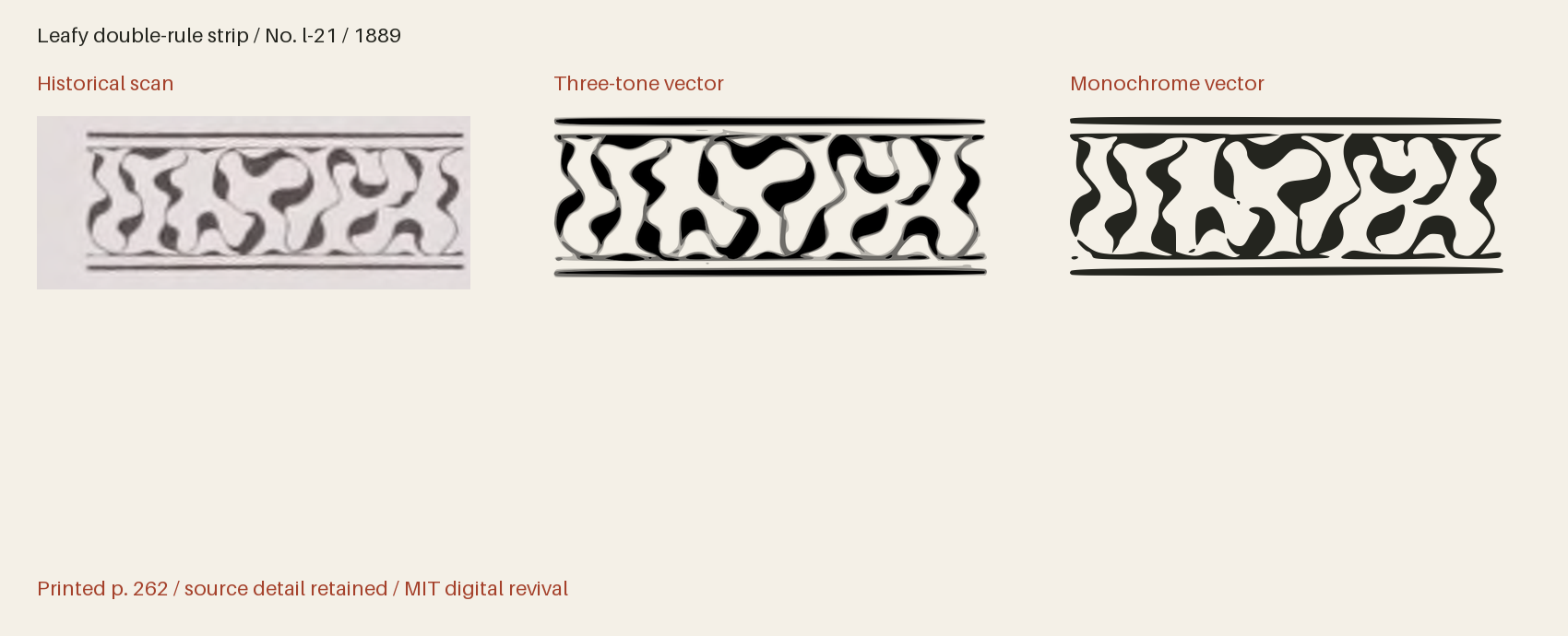 Historical scan beside the three-tone and monochrome vector revivals