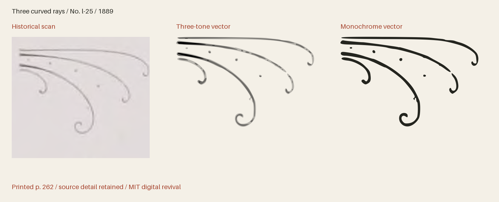 Historical scan beside the three-tone and monochrome vector revivals