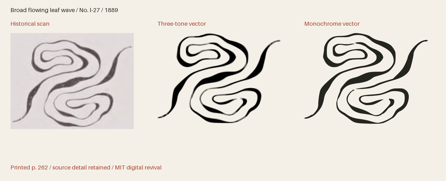 Historical scan beside the three-tone and monochrome vector revivals