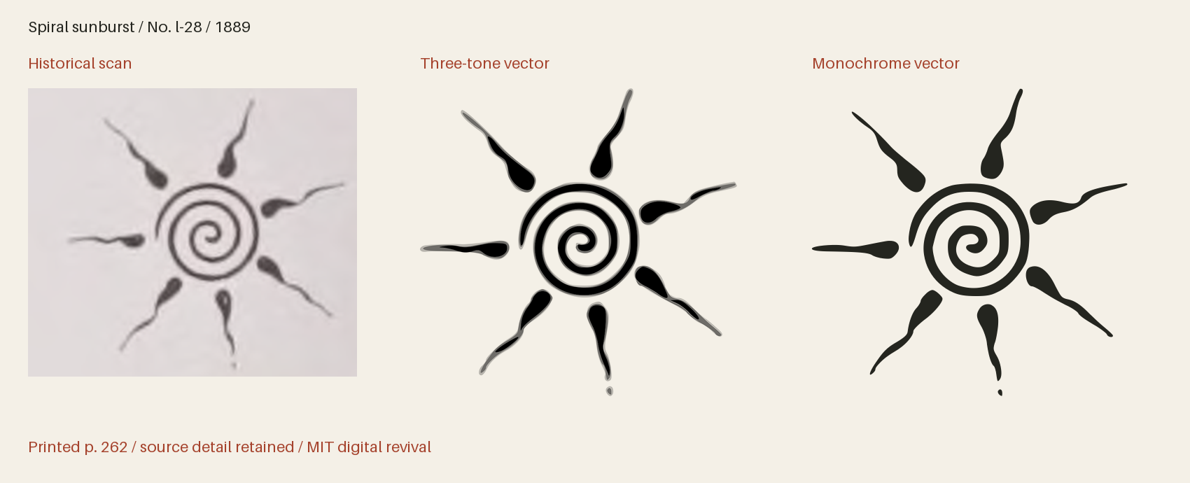 Historical scan beside the three-tone and monochrome vector revivals