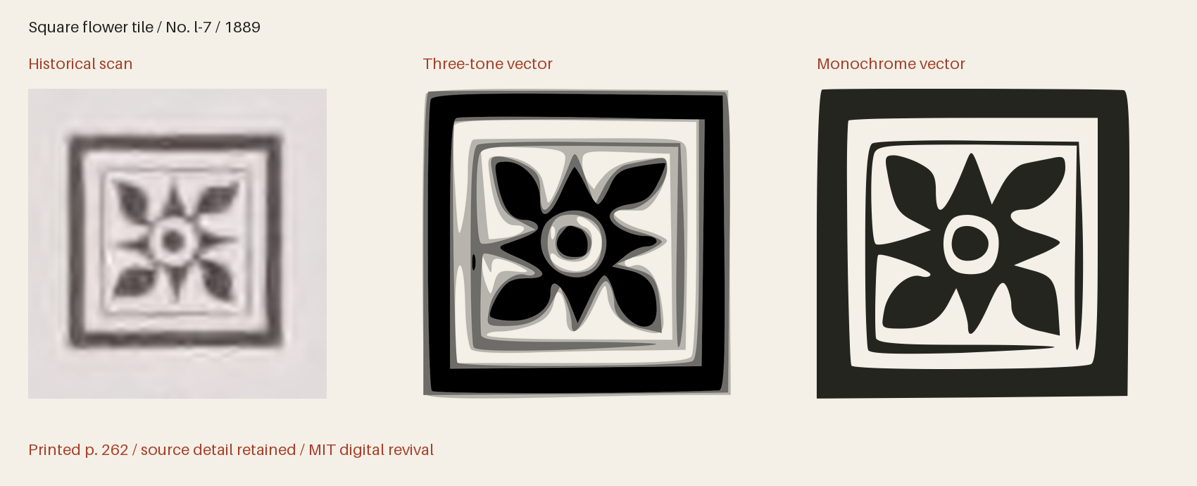 Historical scan beside the three-tone and monochrome vector revivals