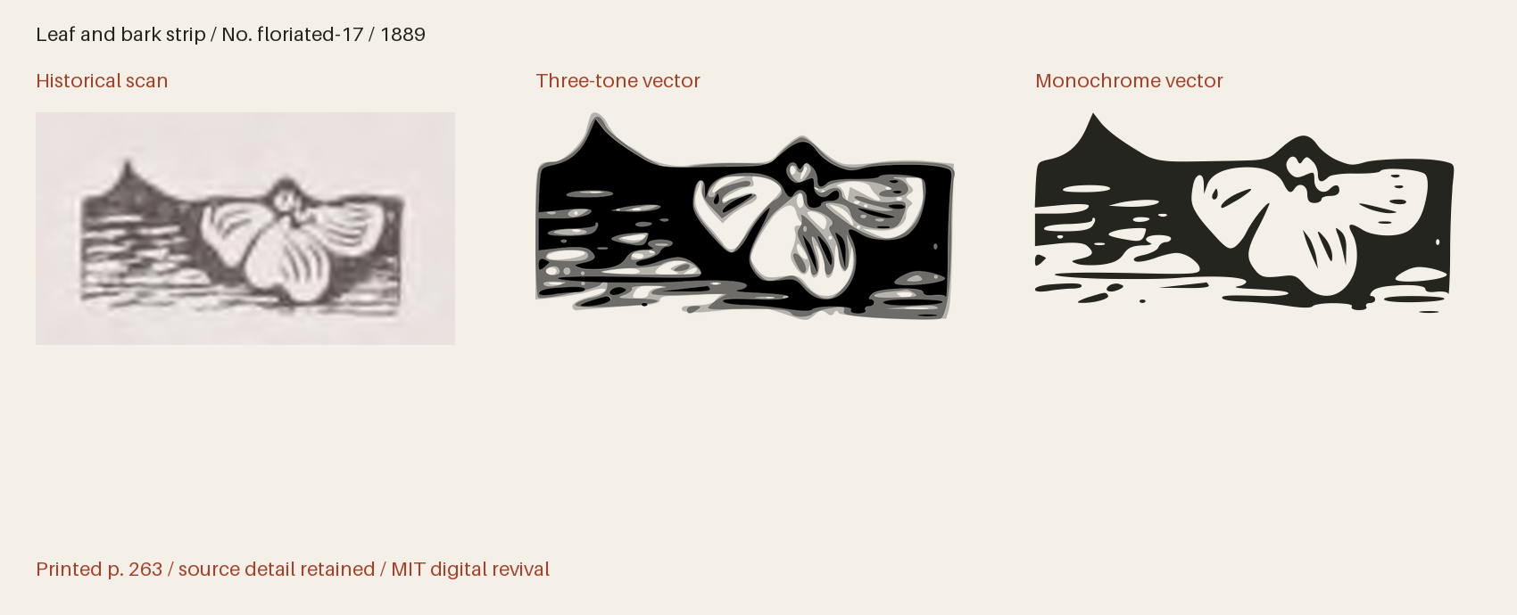 Historical scan beside the three-tone and monochrome vector revivals