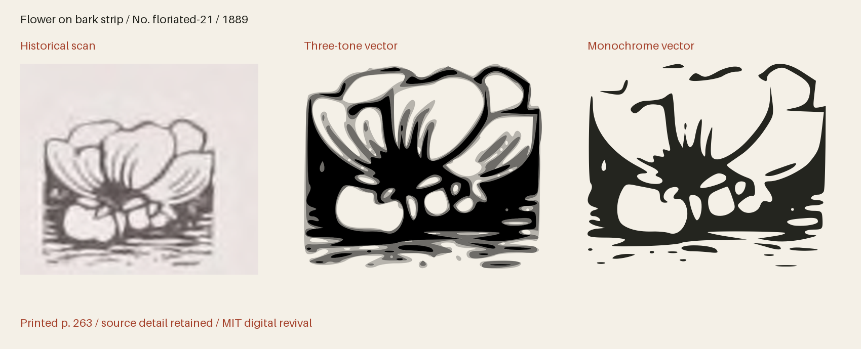 Historical scan beside the three-tone and monochrome vector revivals