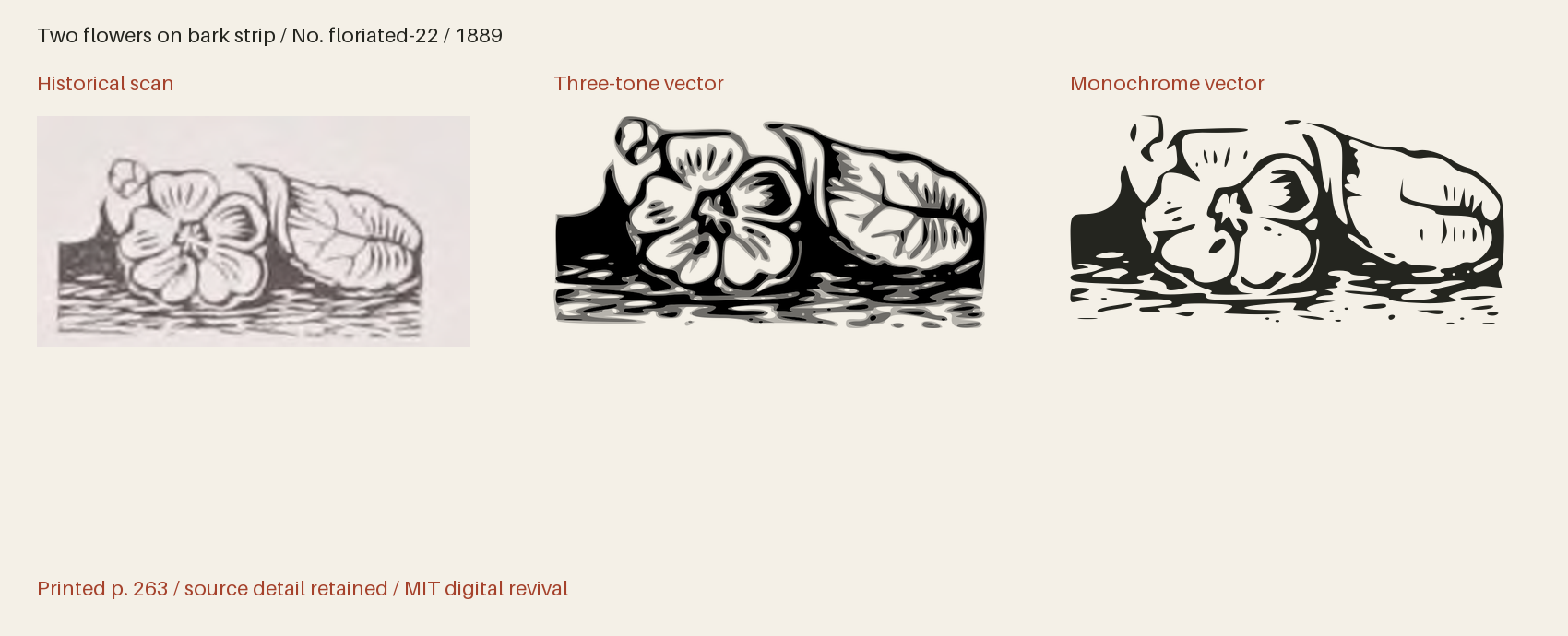 Historical scan beside the three-tone and monochrome vector revivals