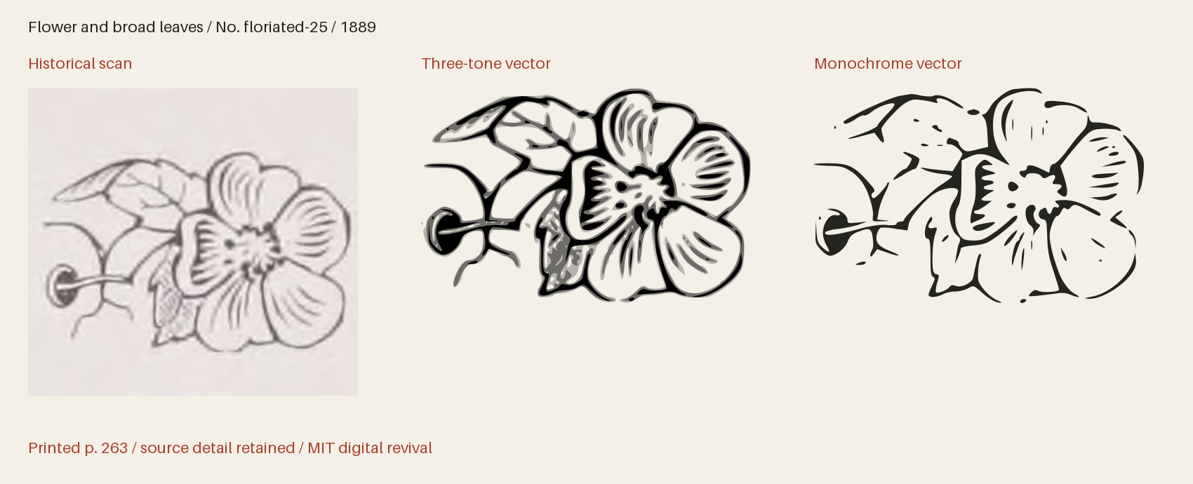 Historical scan beside the three-tone and monochrome vector revivals