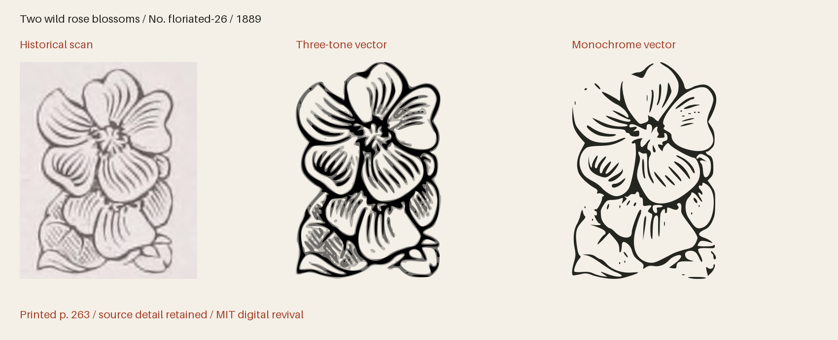 Historical scan beside the three-tone and monochrome vector revivals