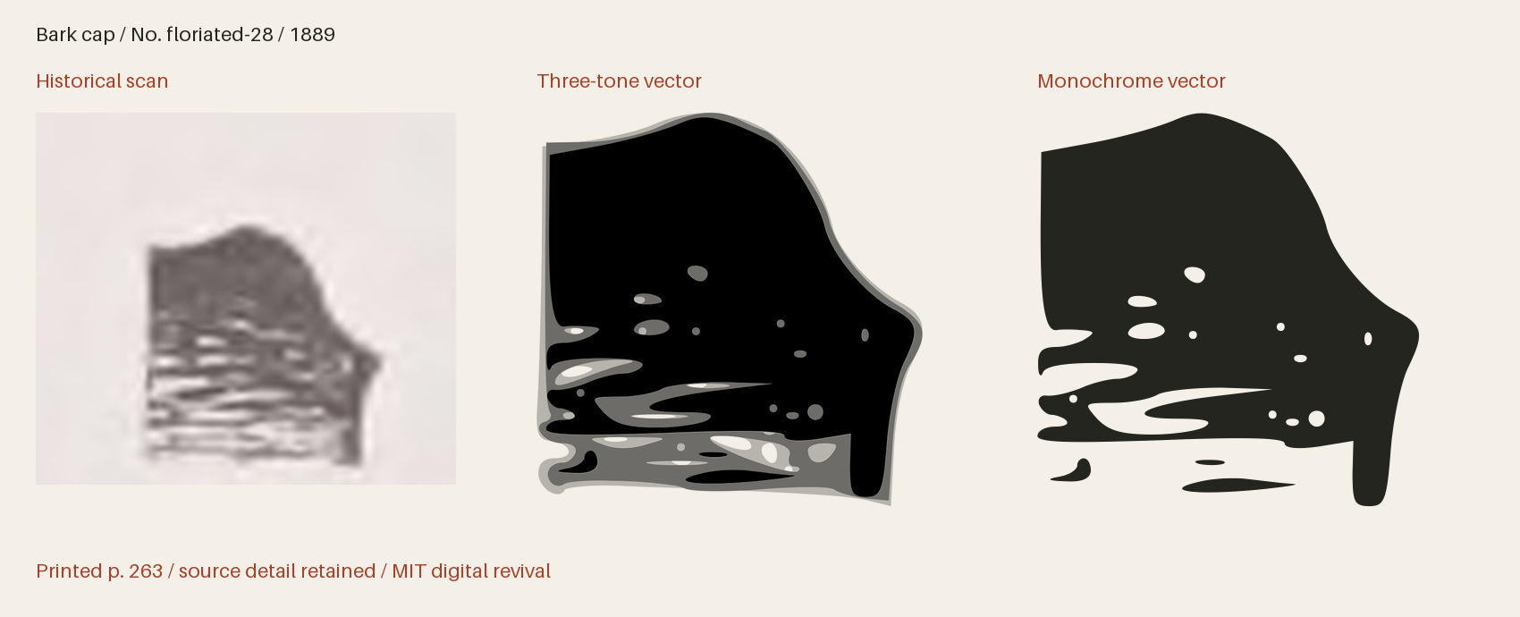 Historical scan beside the three-tone and monochrome vector revivals