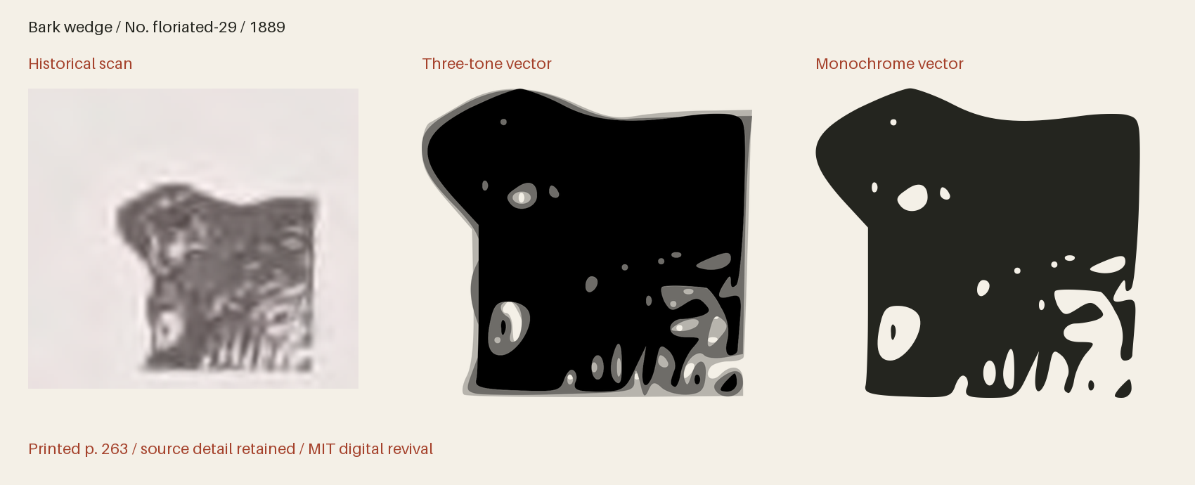 Historical scan beside the three-tone and monochrome vector revivals