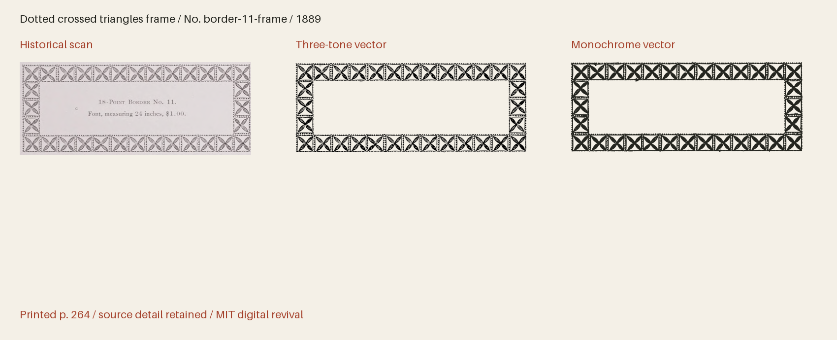 Historical scan beside the three-tone and monochrome vector revivals