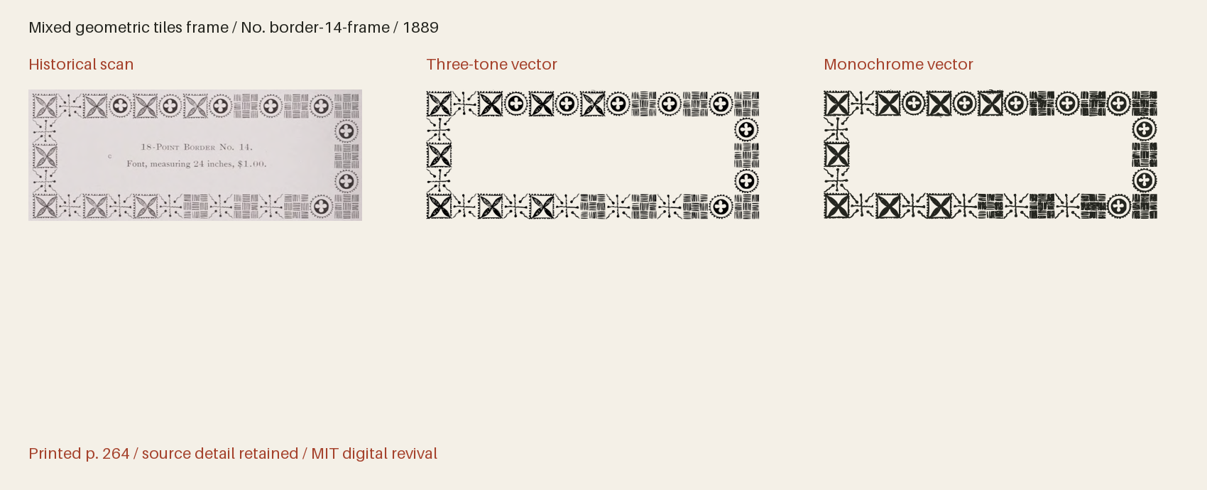 Historical scan beside the three-tone and monochrome vector revivals